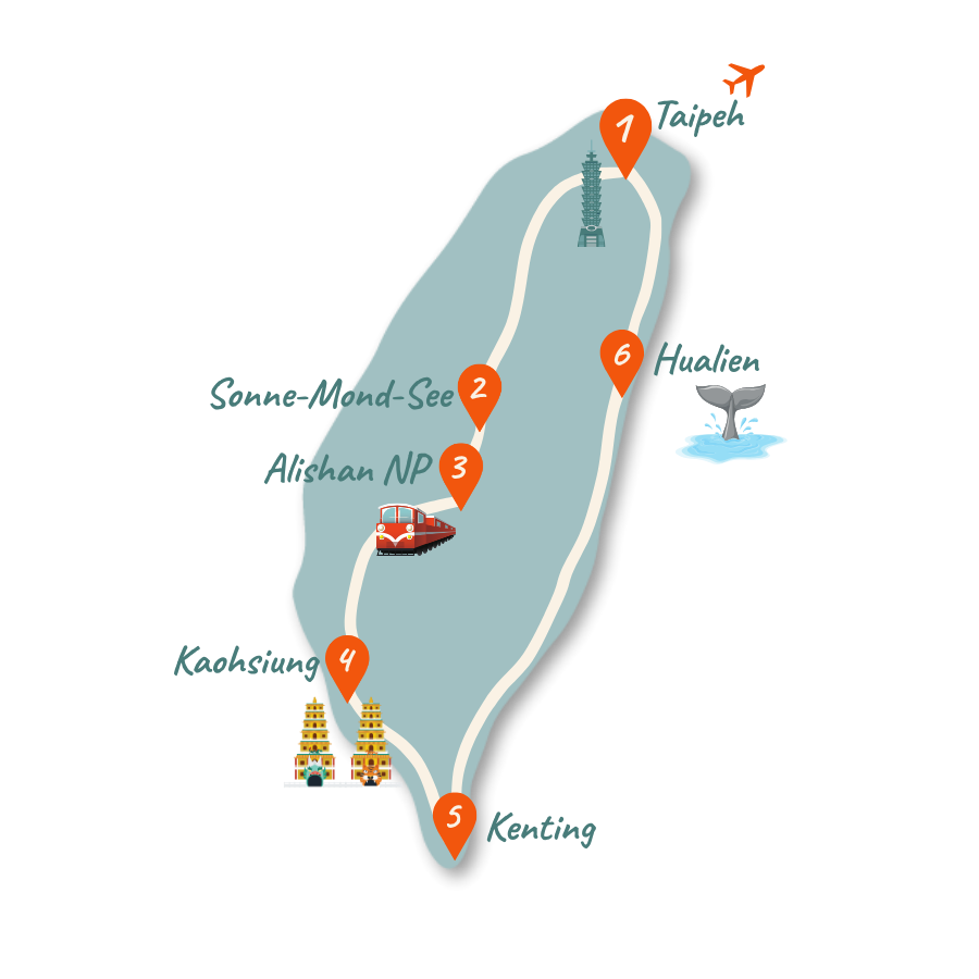 Taiwan Route 2 Wochen Karte 01