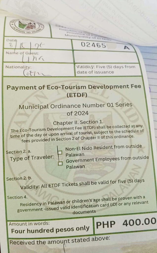 philippinen el nido etdf steuer