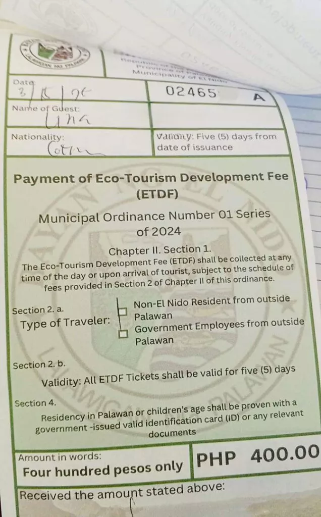 philippinen el nido etdf steuer
