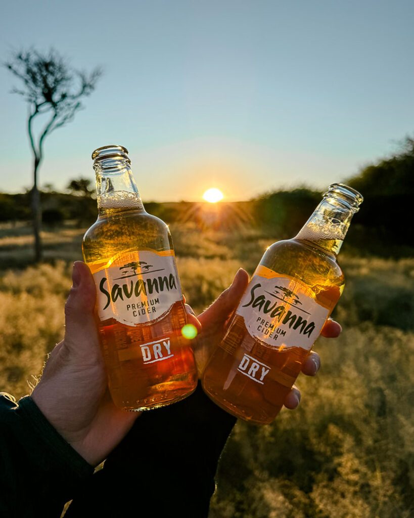 sundowner getraenke beim rhino drive