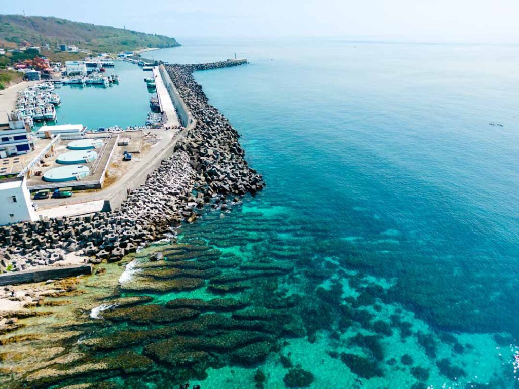 Taiwan Xiaoliuqiu Hafen Von Oben