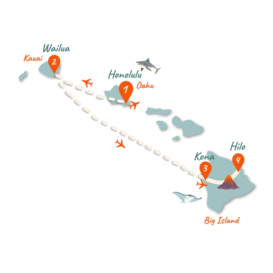 Hawaii Route 3 Wochen 3 Inseln Karte 01