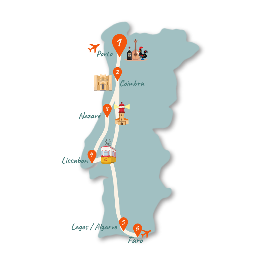 Portugal Karte 2 Wochen Rundreise 01