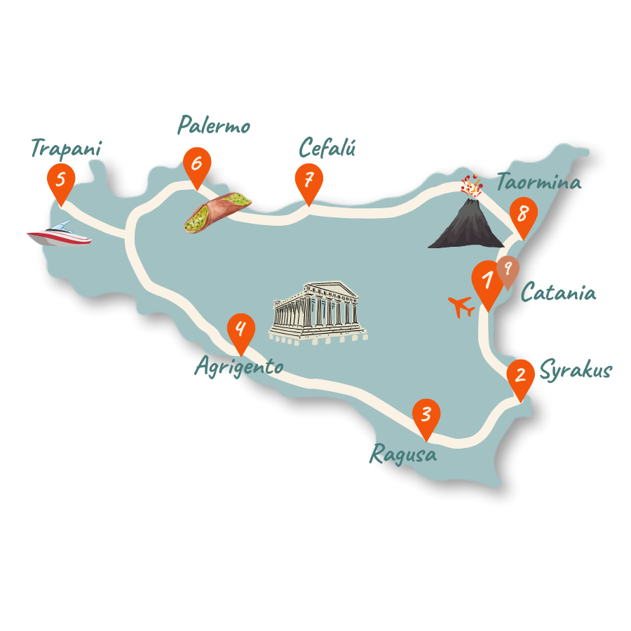 Sizilien Route 14 Tage Karte neu 01