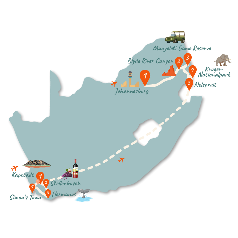 Suedafrika Route 2 Wochen Karte 01