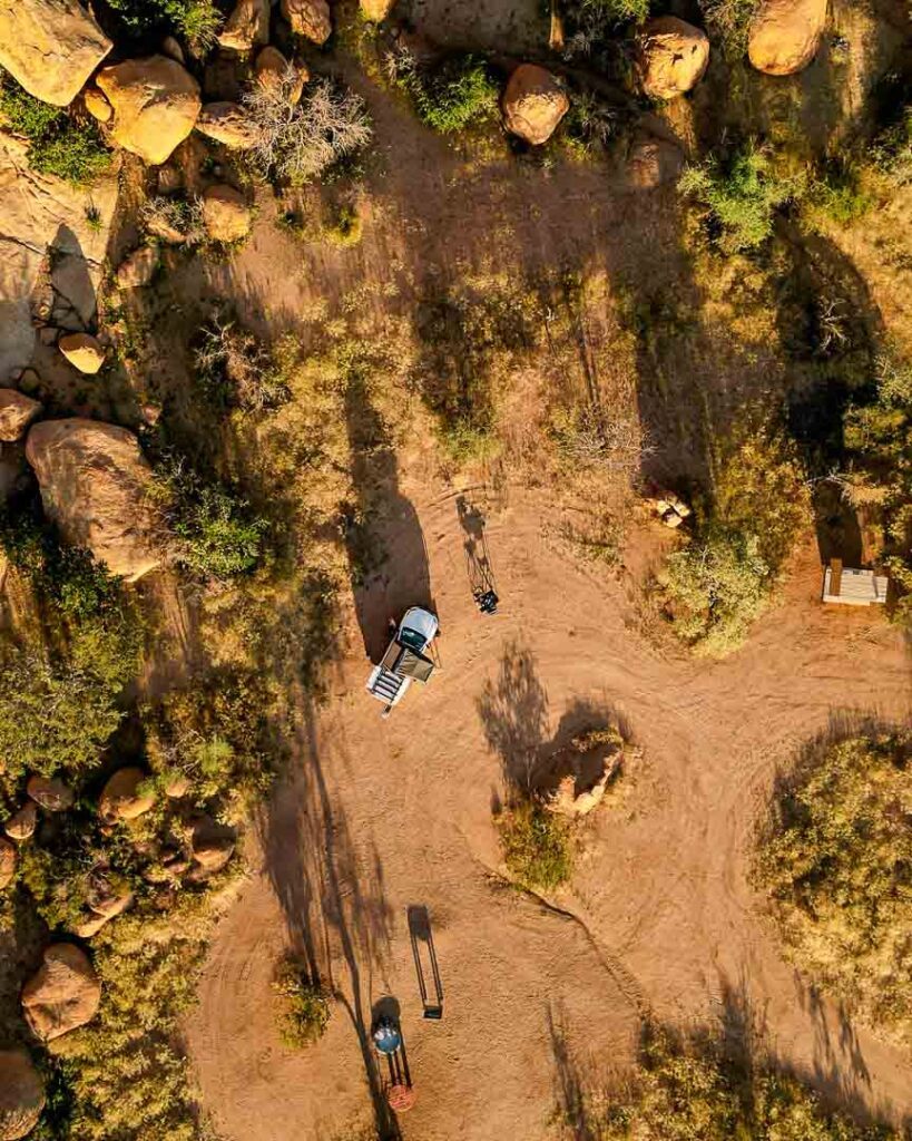 stellplatz 11 von oben bei spitzkoppe