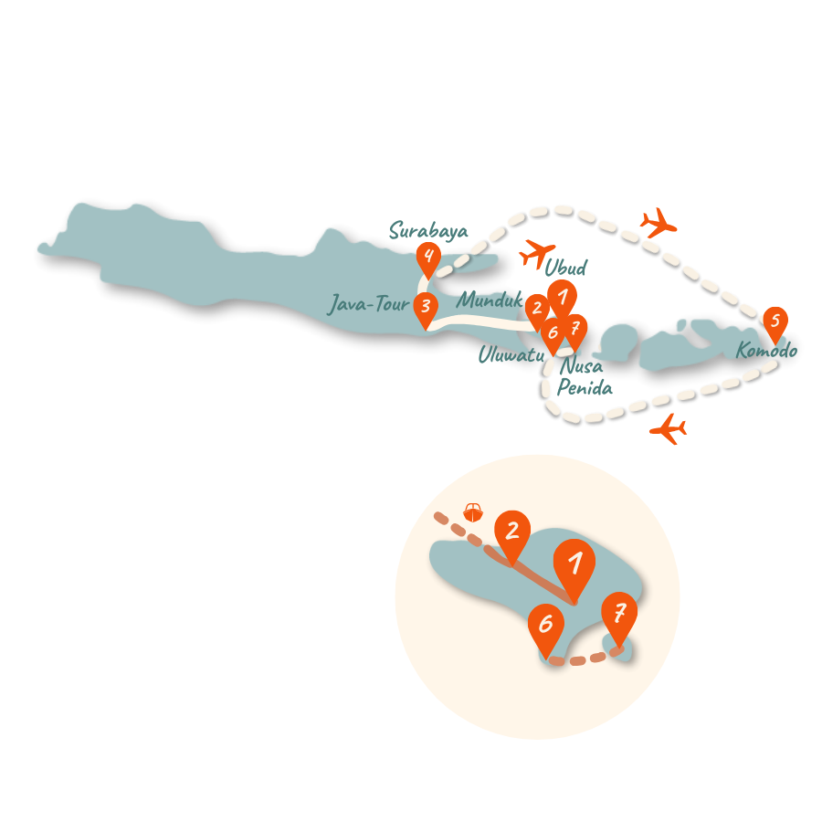 Indonesien Rundreise Route 3 Wochen Karte 01
