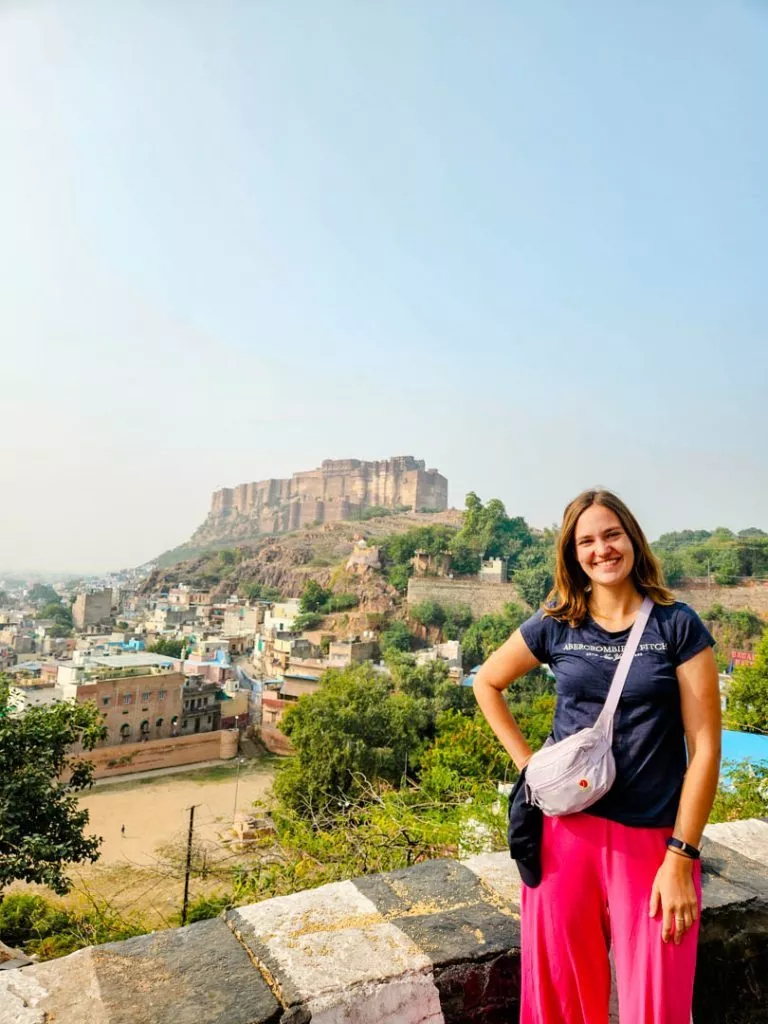 Tag 9 Indien Jodhpur Blick auf den Mehrangarh Fort