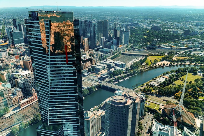 melbourne australien eureka tower blick auf yarra river