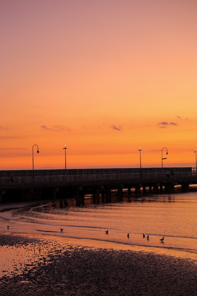 melbourne australien st kilda zum sonnenuntergang