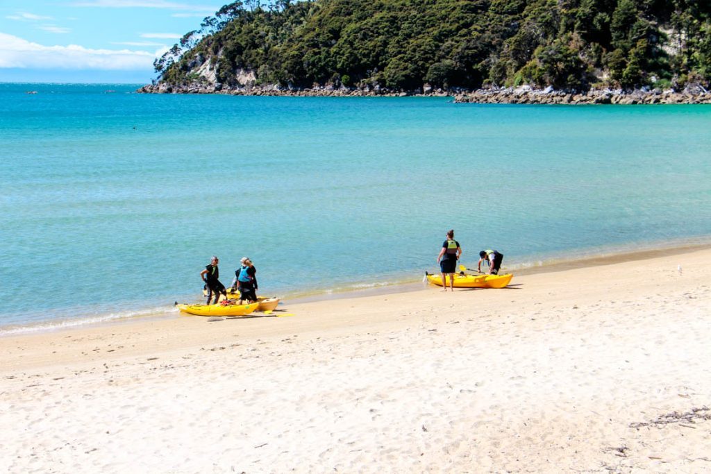 neuseeland kanufahrer am strand