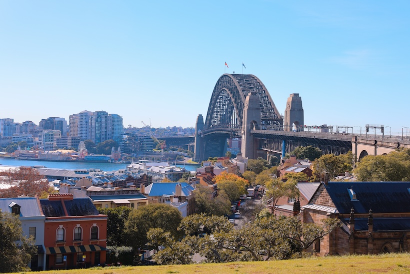 sydney highlights blick auf harbour bridge vom observatory hill park