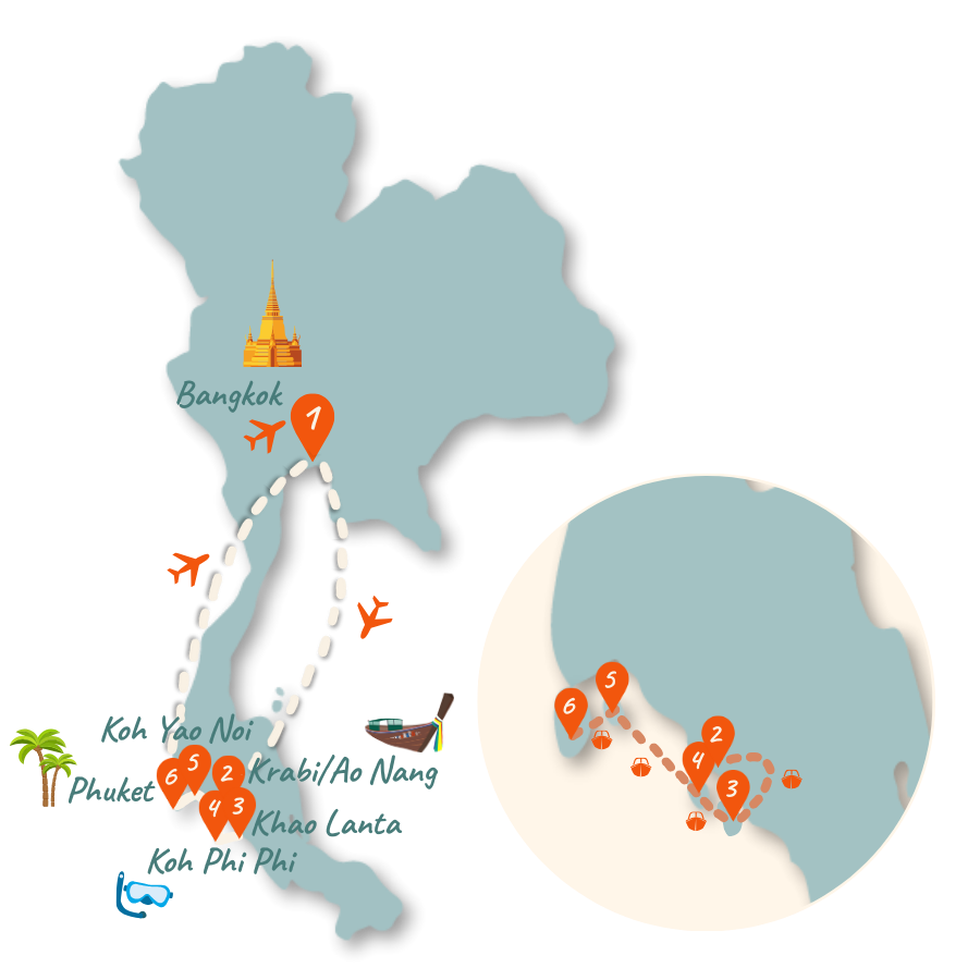 thailand route inselhopping 2 wochen karte 01