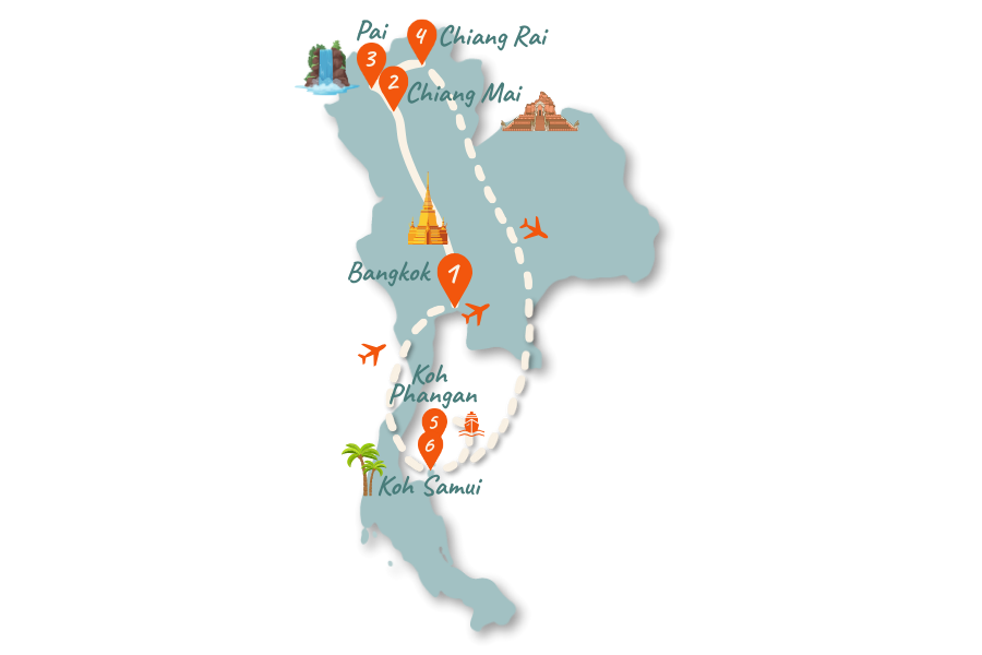 Thailand_Route_Norden-Süden_3 Wochen_Karte_02