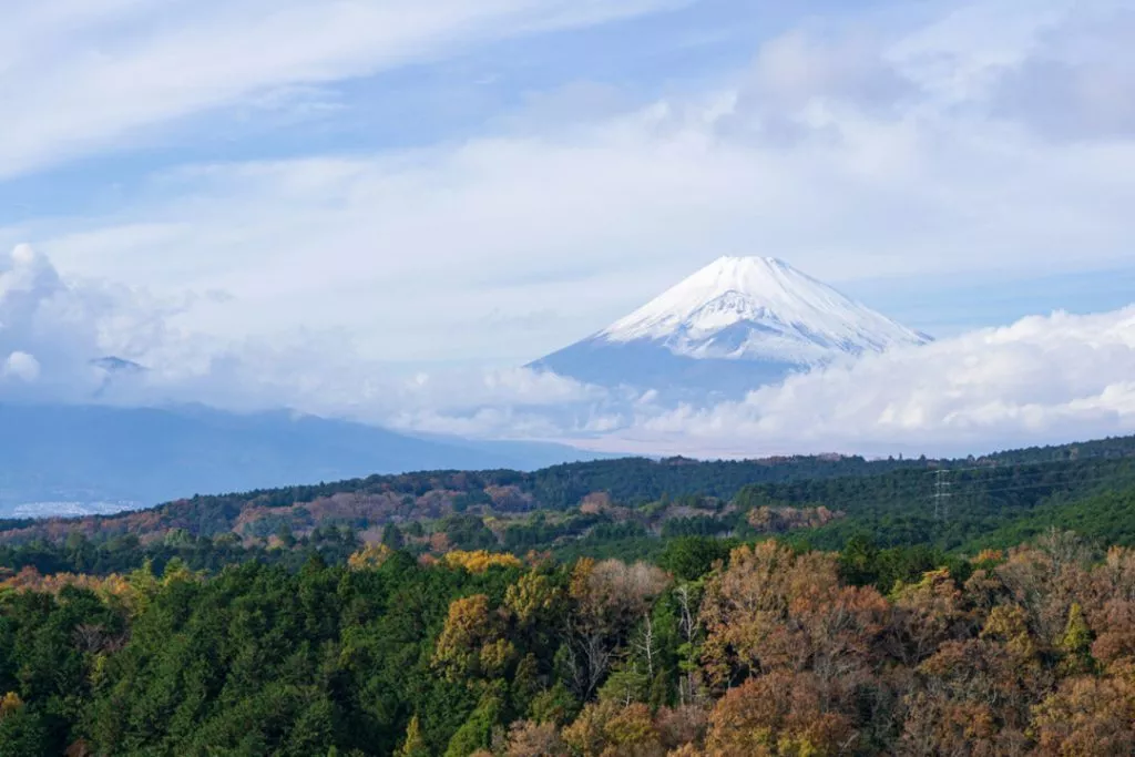Japan Hakone Blick vom Mishima Skywalk auf den Fuji 1 Japan Hakone Blick vom Mishima Skywalk auf den Fuji 1