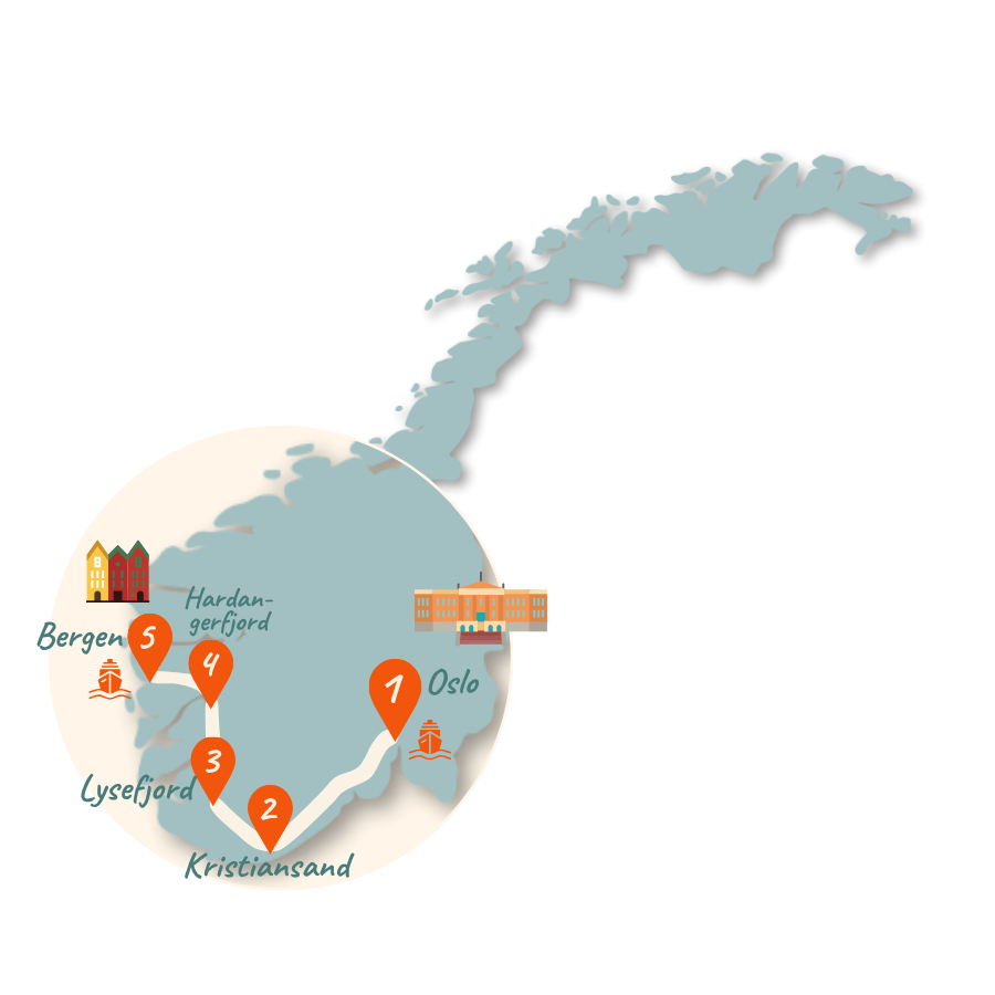 Norwegen Route 10 Tage Karte 01