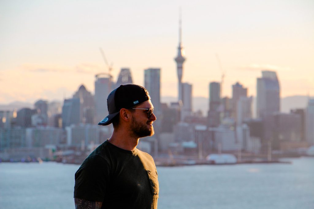 auckland mount victoria aussicht auf die skyline bei sonnenuntergang