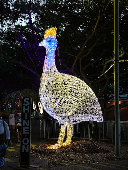Australien Cairns Kasuar Lichtinstallation