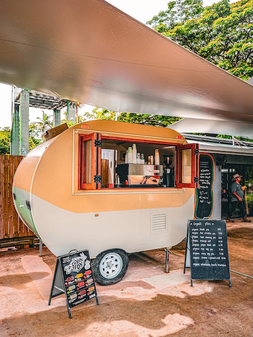 Australien Cairns Port Douglas Daintree Fan Palm Farm Kaffeewagen