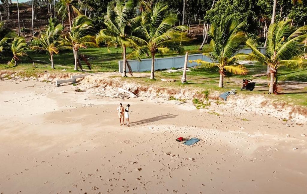 blick auf palmen am beautiful beach koh lanta thailand