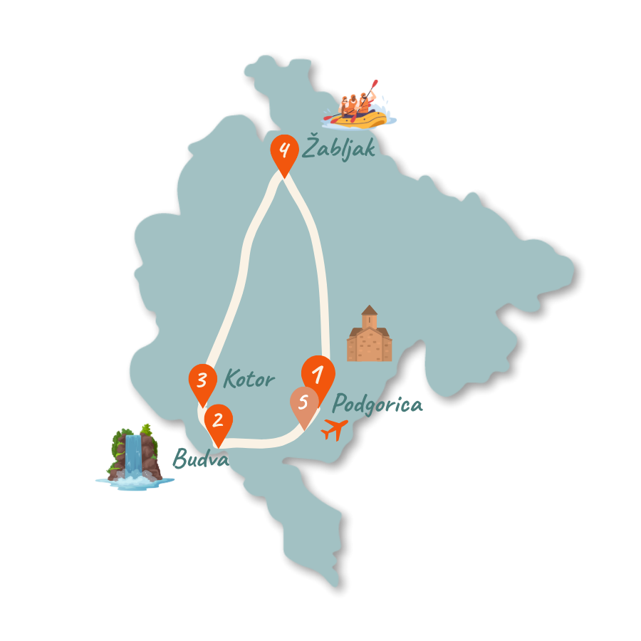 montenegro route 10 tage karte 01