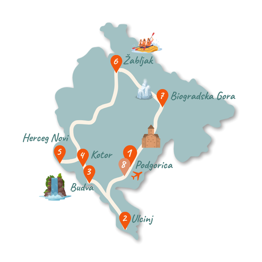 montenegro route 14 tage karte 01