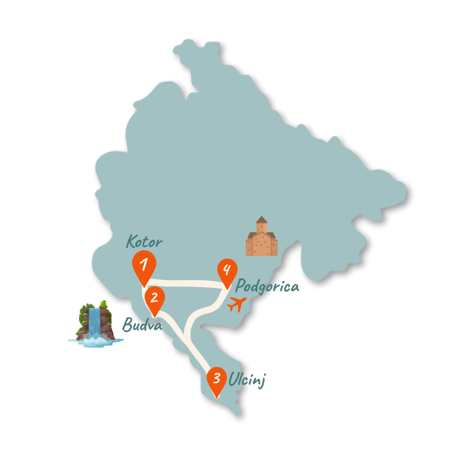 montenegro route 7 tage karte 01