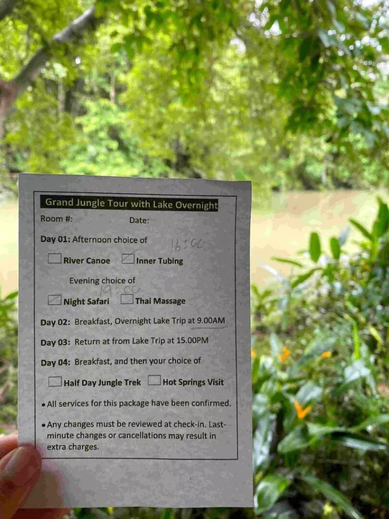 Programm der Grand Jungle Tour über das Hotel Khao Sok Riverside Cottages Thailand