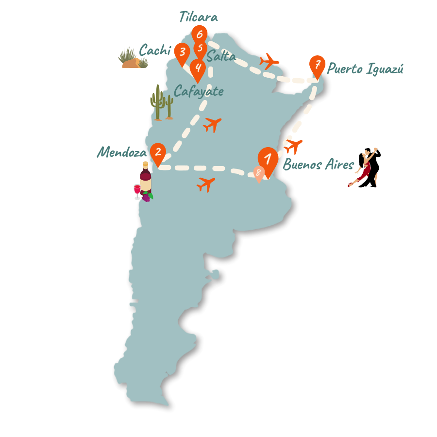 Argentinien Route 2 Wochen Norden Karte neu 01