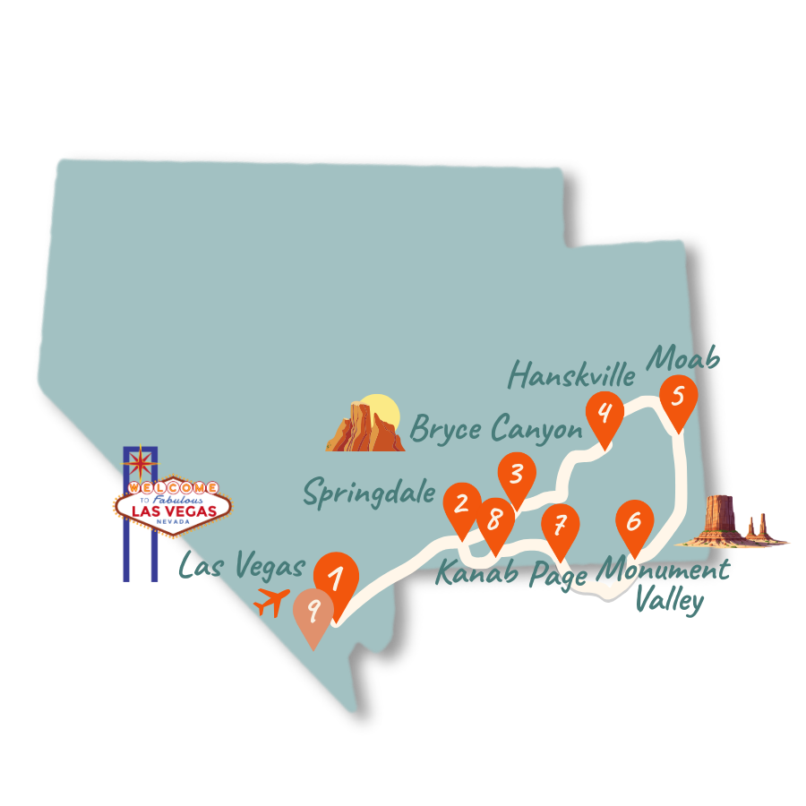 Utah Route 2 Woche Karte 01