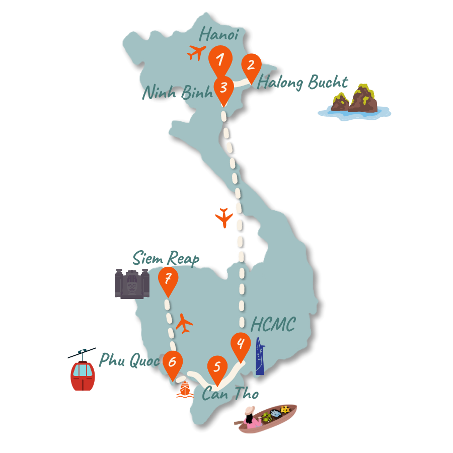 Vietnam Kambodscha Route 21 Tage Karte neu 01