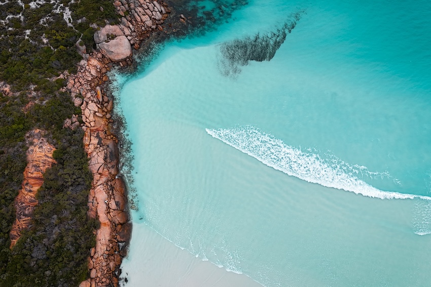 Australien, Sehenswürdigkeiten, Wharton Beach von oben