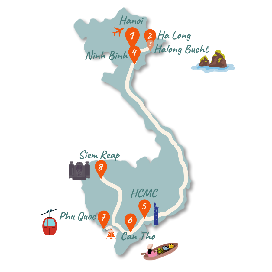 vietnam kambodscha route 21 tage karte 01