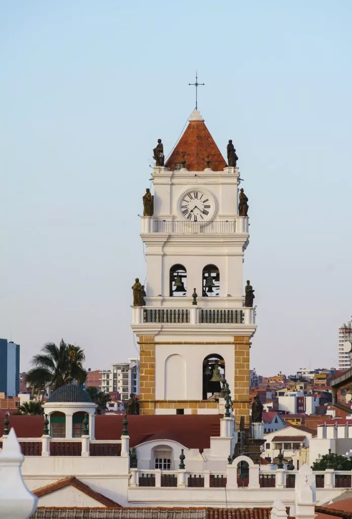 Bolivien Sucre Kathedrale von Sucre im Abendlicht Bolivien_Sucre_Kathedrale von Sucre im Abendlicht