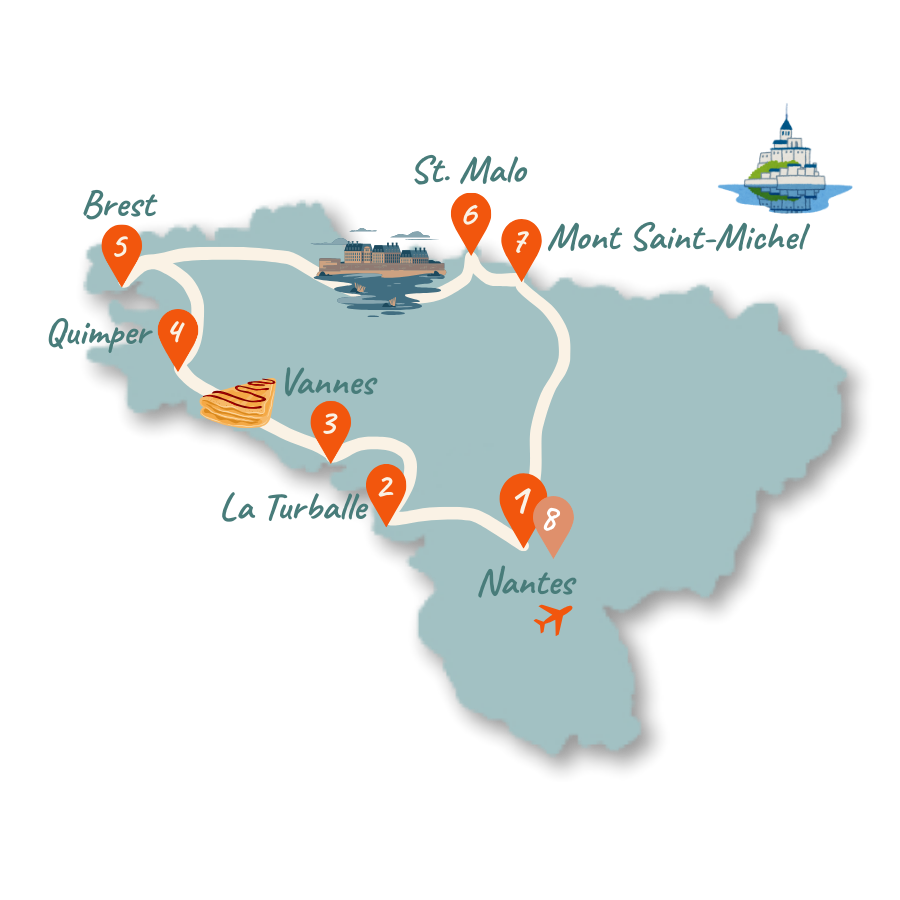 Bretagne Route 7 Tage Karte 01 NEU