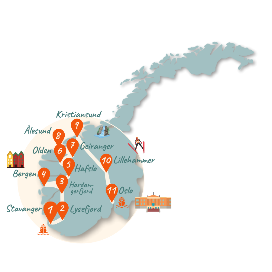 Neu Norwegen Route 3 Wochen Karte 01