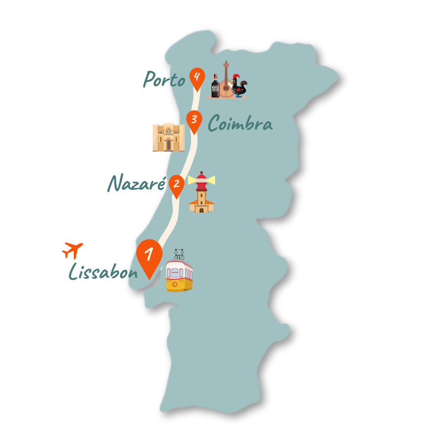 Portugal 1 Woche Norden Karte NEU 01