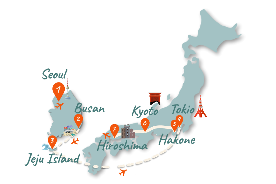 Suedkorea Japan Route 3 Wochen Karte Sidebar