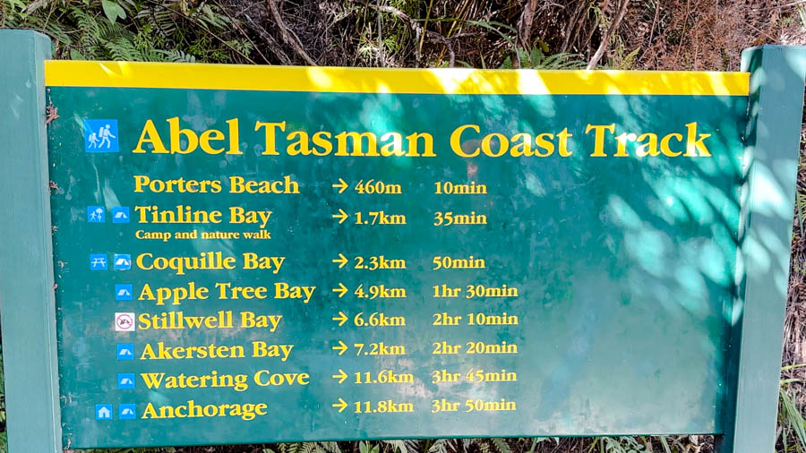 abel tasman nationalpark neuseeland coast track wegweiser Abel Tasman Nationalpark, Neuseeland, Coast Track, Wegweiser