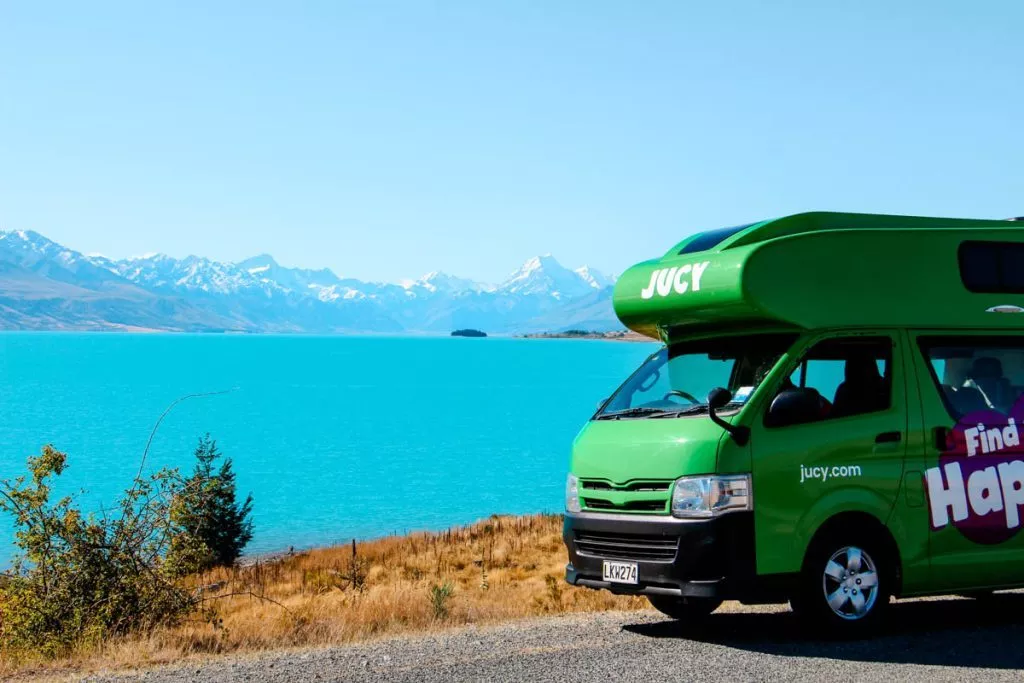 Camper in Neuseeland, Lake Pukaki