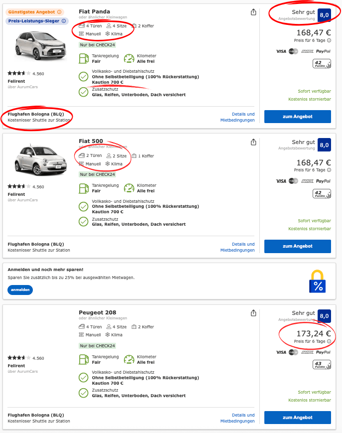 Mietwagen Italien Check24 Preisvergleich