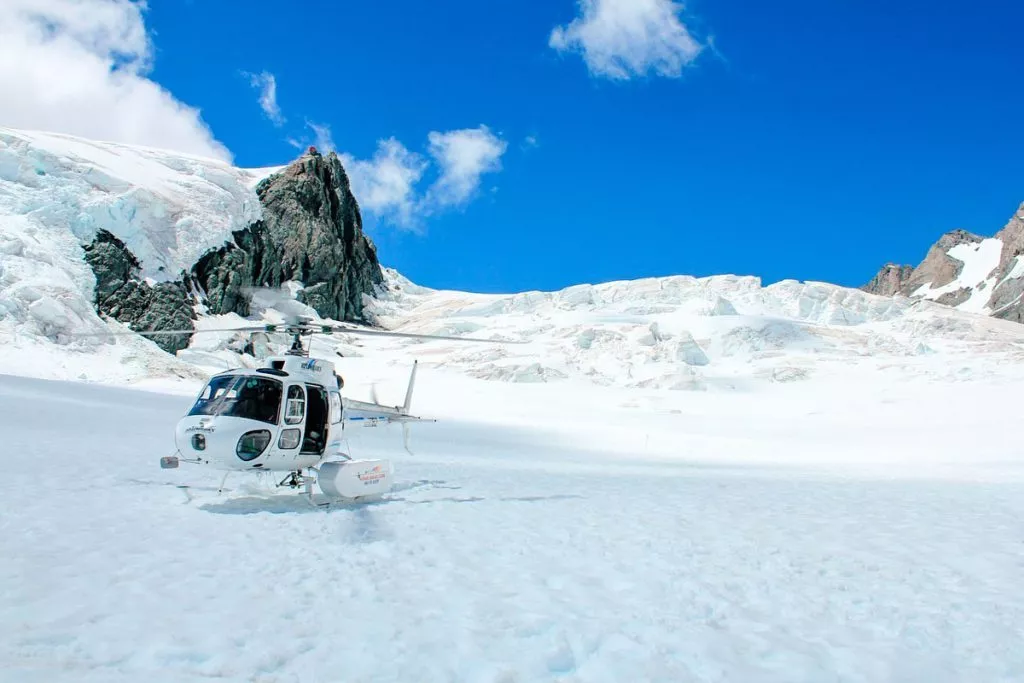 Mount Cook, Neuseeland, Helikopterrundflug mit Schneelandung