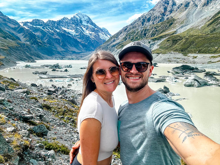 Mount Cook, Neuseeland, Hooker Valley Track, Hooker Lake mit Mount Cook