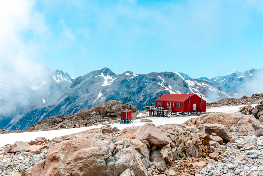 Mount Cook, Neuseeland, Mueller Hut Trail, Mueller Hütte