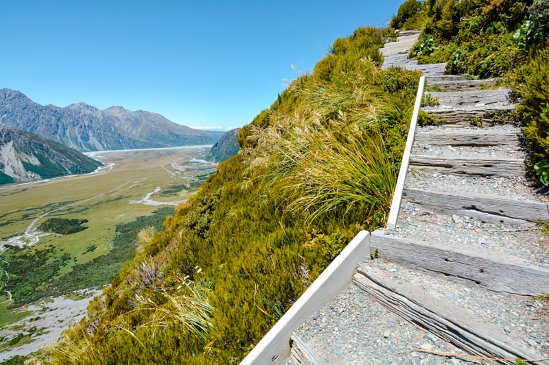 Mount Cook, Neuseeland, Mueller Hut Trail, Treppenstufen