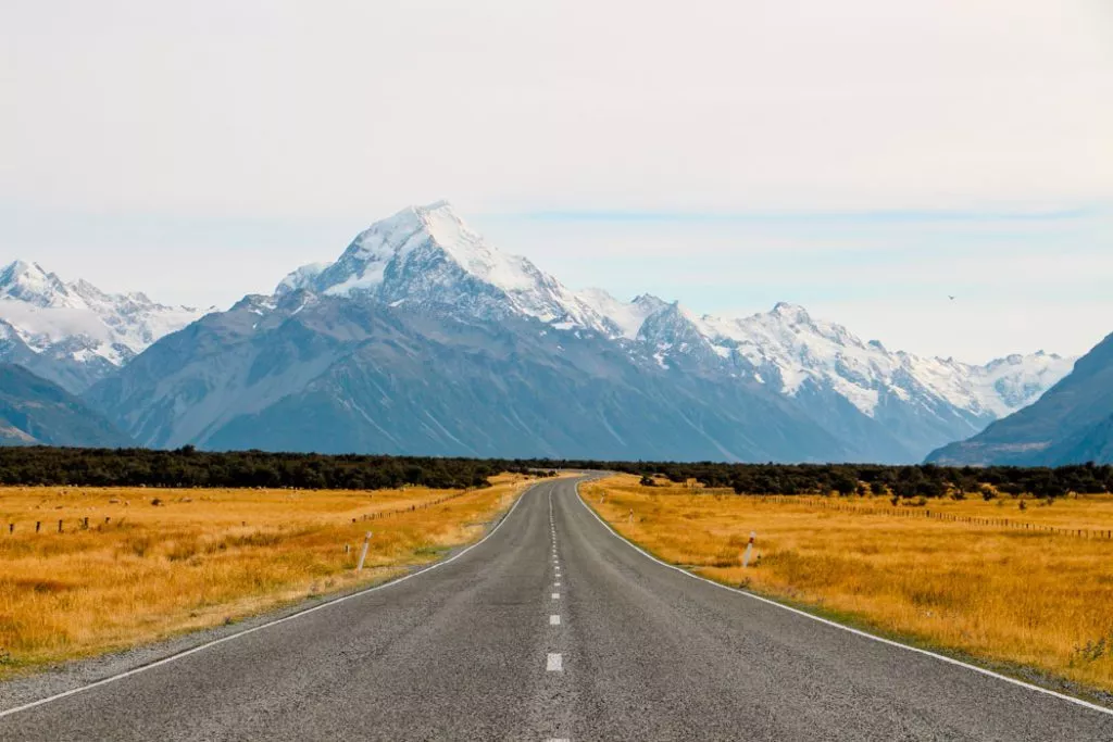 Mount Cook, Neuseeland, Straße zum Mount Cook