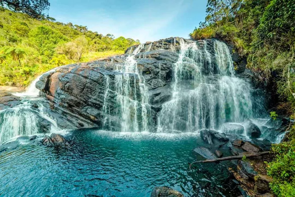 Sri Lanka Horton Plains Bakers Falls von nahe