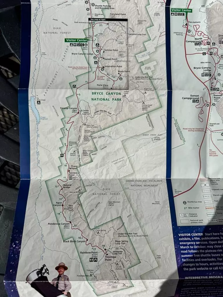 karte scenic southern drive im bryce canyon nationalpark Karte Scenic Southern Drive im Bryce Canyon Nationalpark