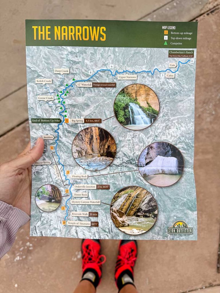 karte von narrows wanderung zion nationalpark Karte von Narrows Wanderung, Zion Nationalpark
