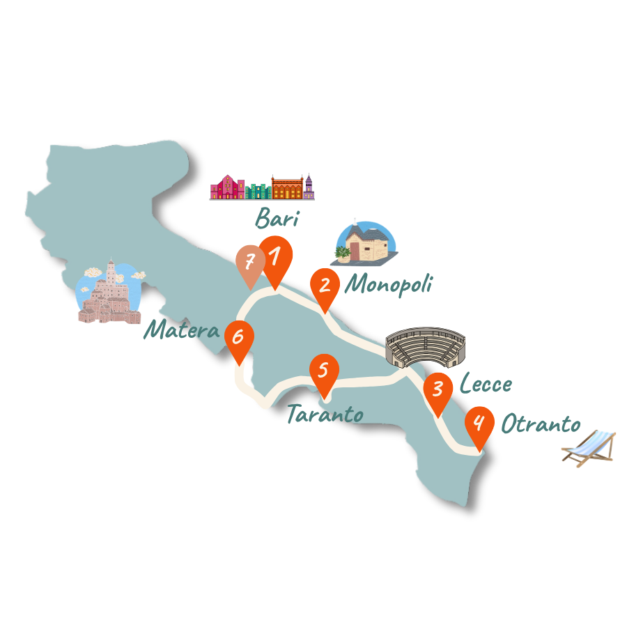 Apulien Roadtrip 10 Tage Karte 01